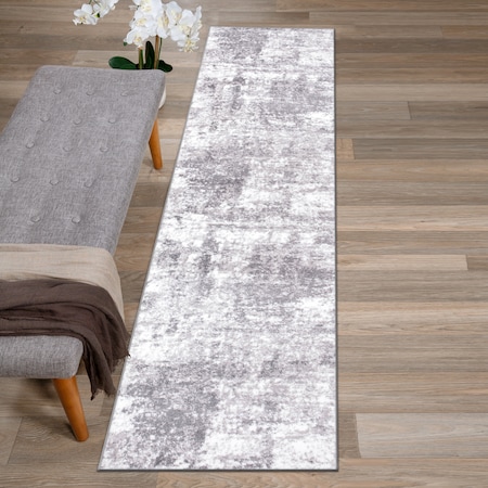 World Rug Gallery Distressed Abstract Runner Rug 2'x7' Gray 910GRAY2X7